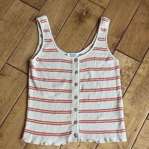 Madewell Striped Button-Down Knit Tank Top so